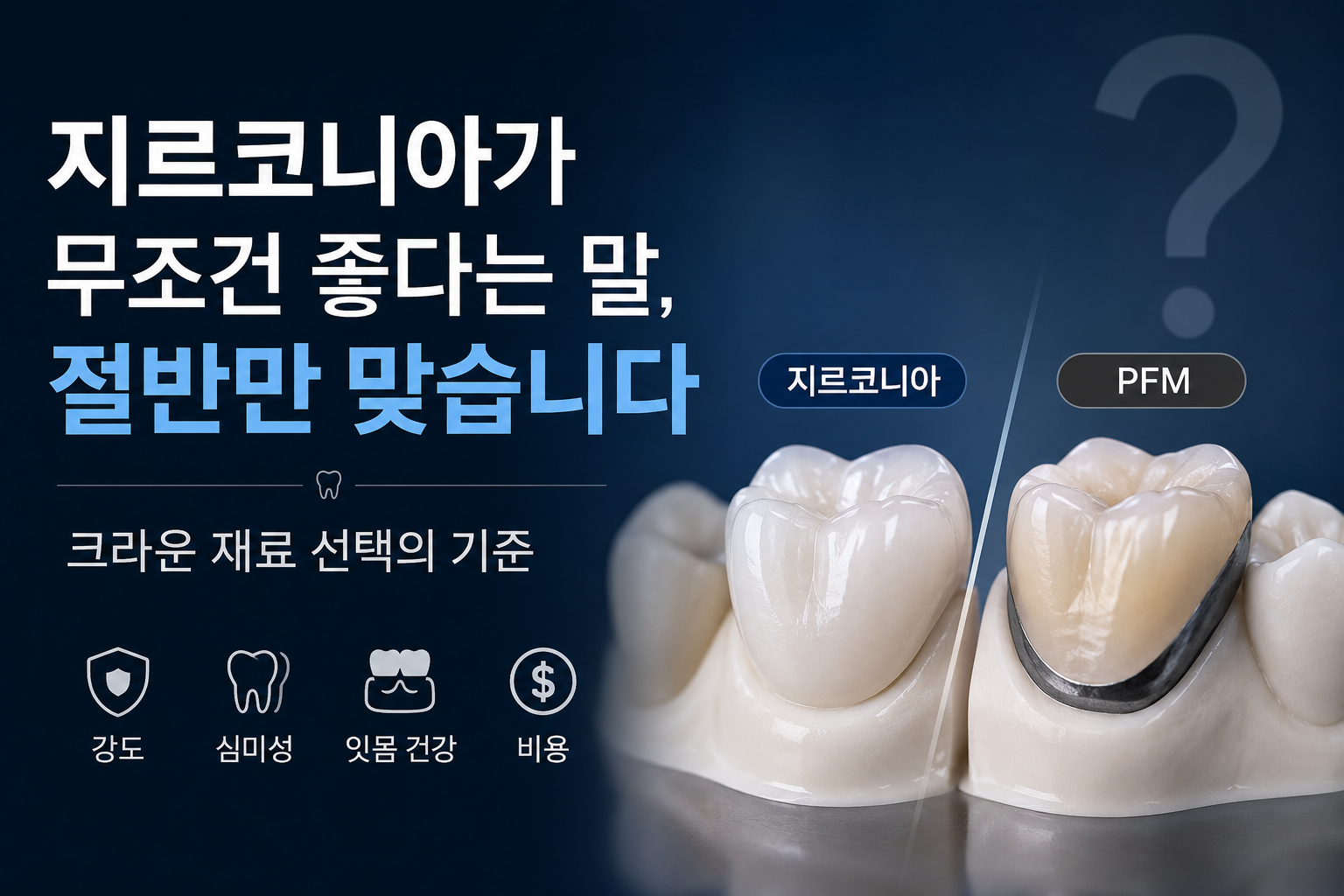 지르코니아가 무조건 좋다는 말, 절반만 맞습니다 — 크라운 재료 선택의 기준